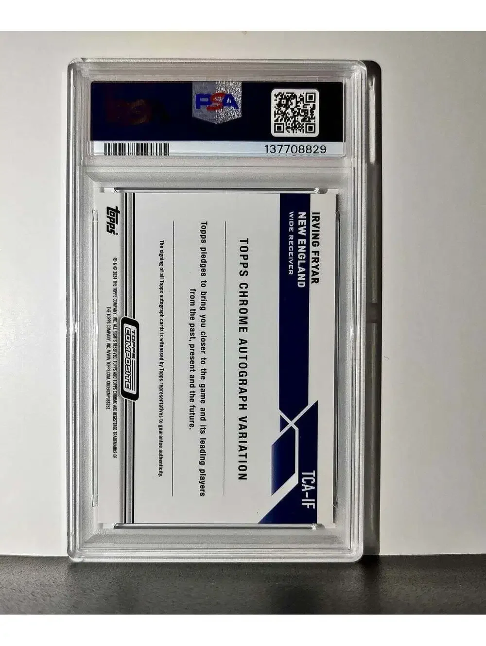 Irving Fryar 2023 Topps Chrome Purple Speckle Refractor 18/199 PSA 10 Auto 9